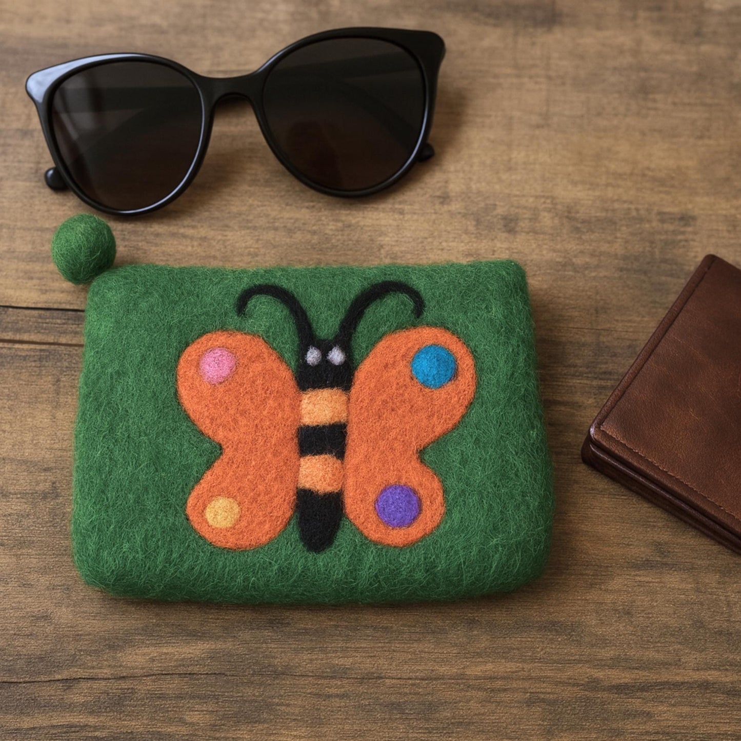 Butterfly Wool Felt Pouch