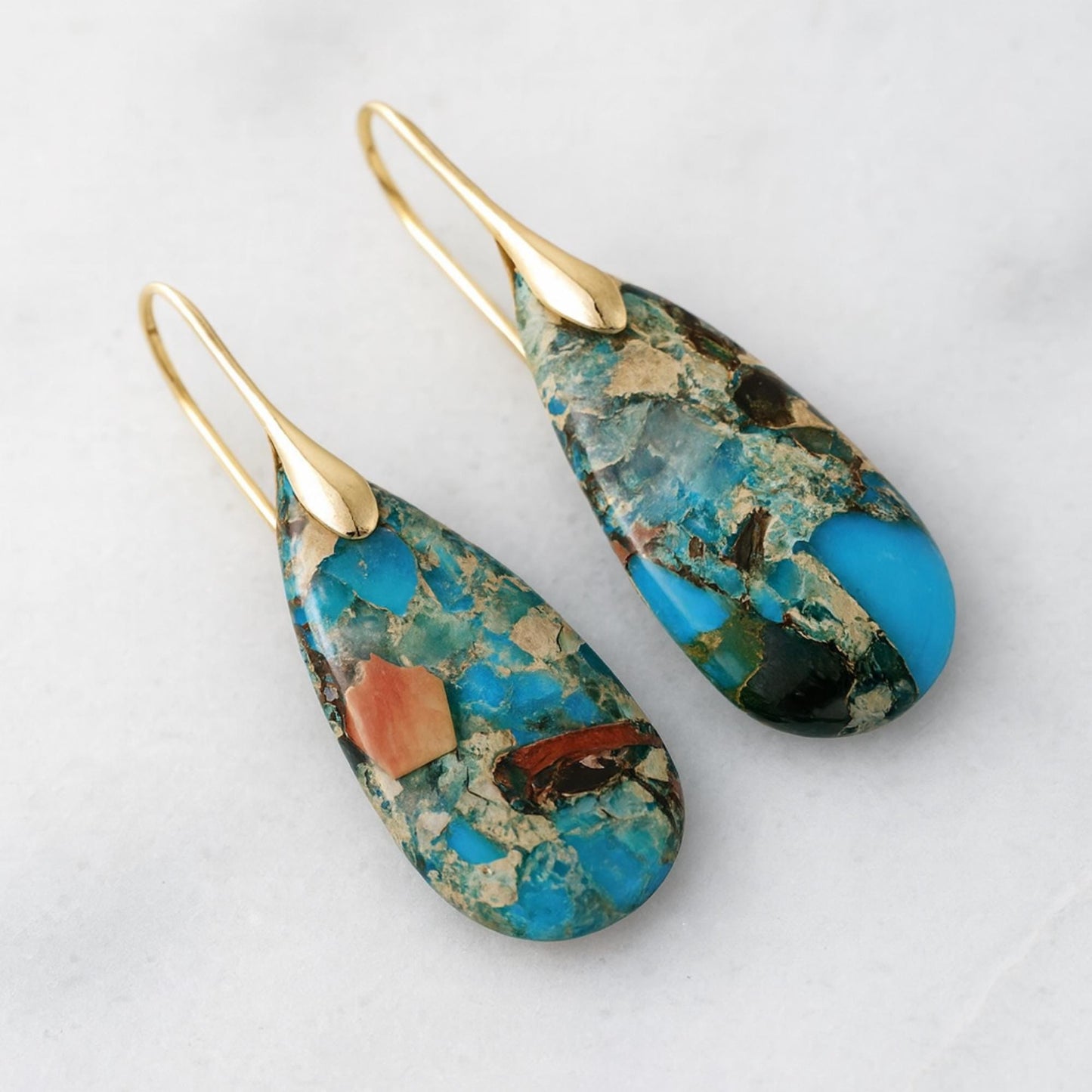 Boho teardrop earrings with Jasper stone