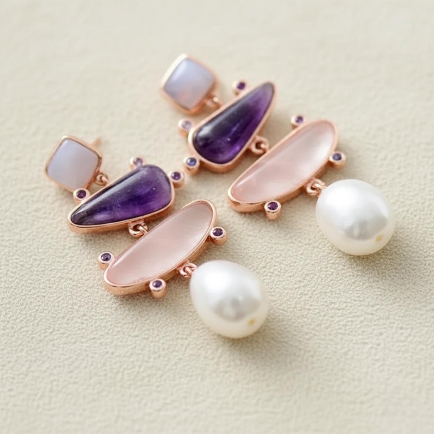 Boho Dangle Earrings with Natural Gemstones