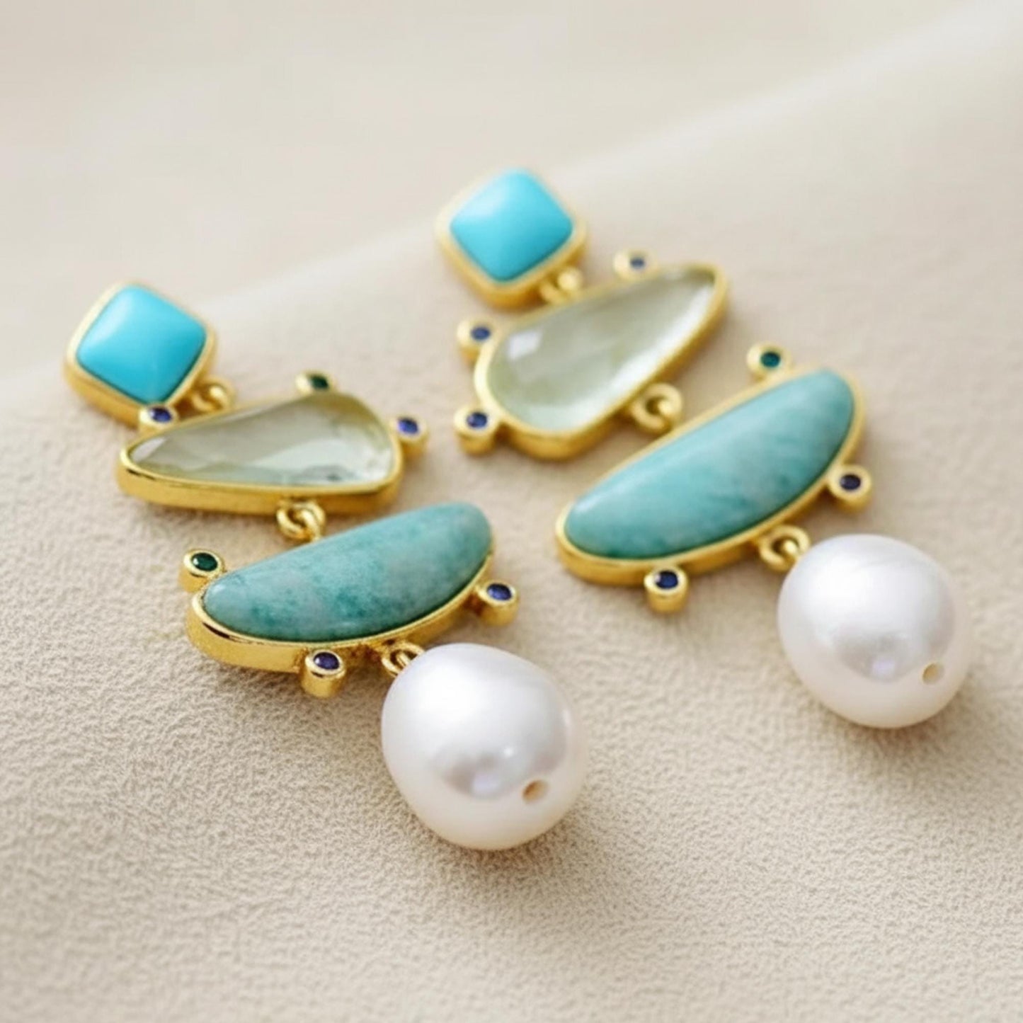 Boho Dangle Earrings with Natural Gemstones
