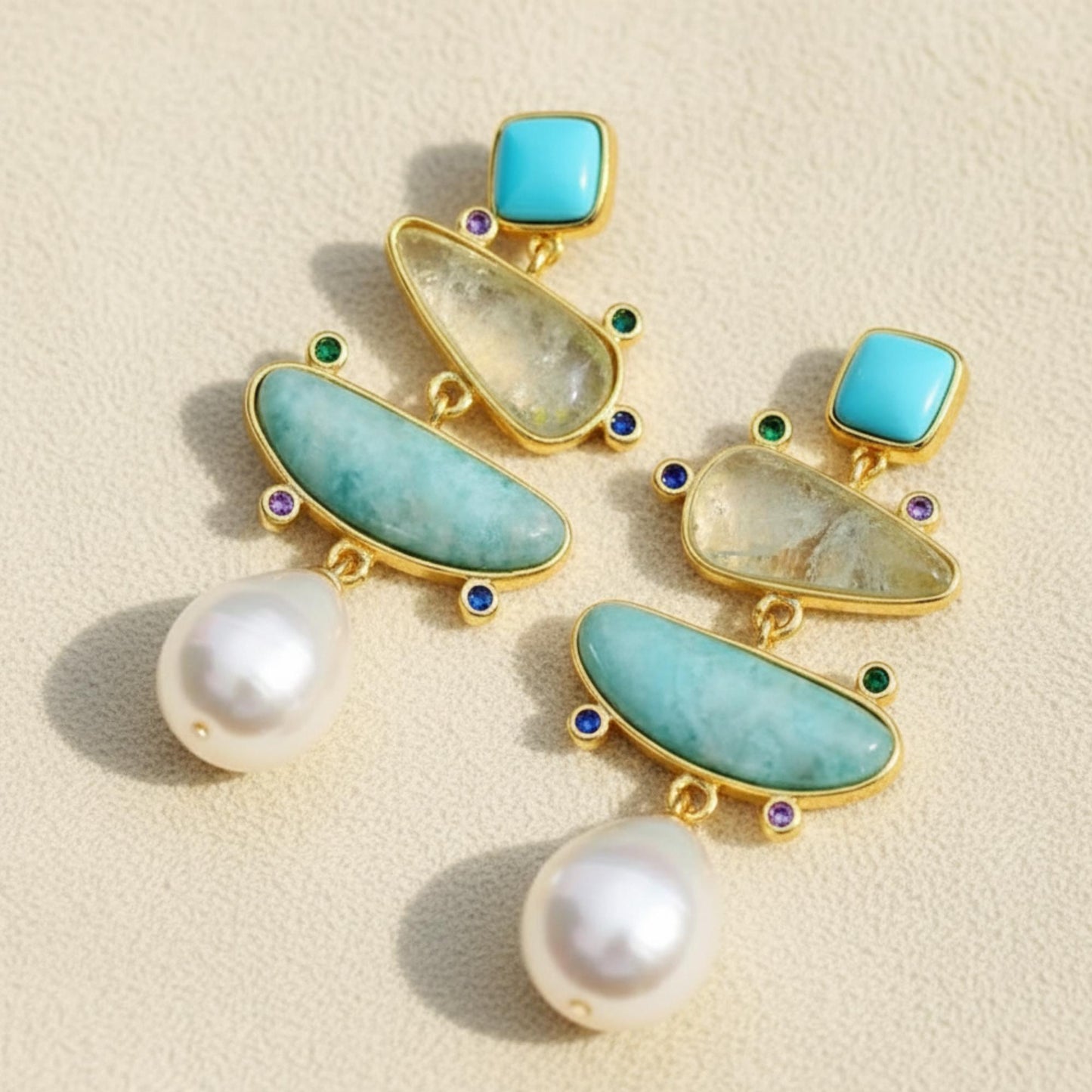 Boho Dangle Earrings with Natural Gemstones