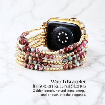 Golden Natural Stone Apple Watch Bracelet
