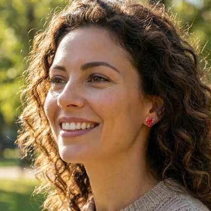 Red Jasper Heart Stud Earrings