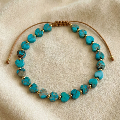 Heart Stone Bracelet with Adjustable Cord