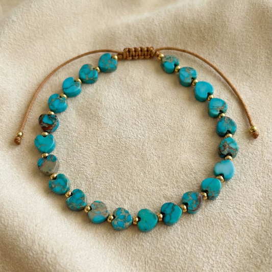 Heart Stone Bracelet with Adjustable Cord