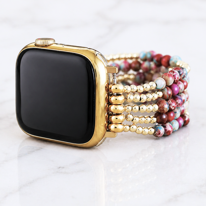 Golden Natural Stone Apple Watch Bracelet
