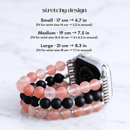 Black Onyx & Peach Agate Apple Watch Band