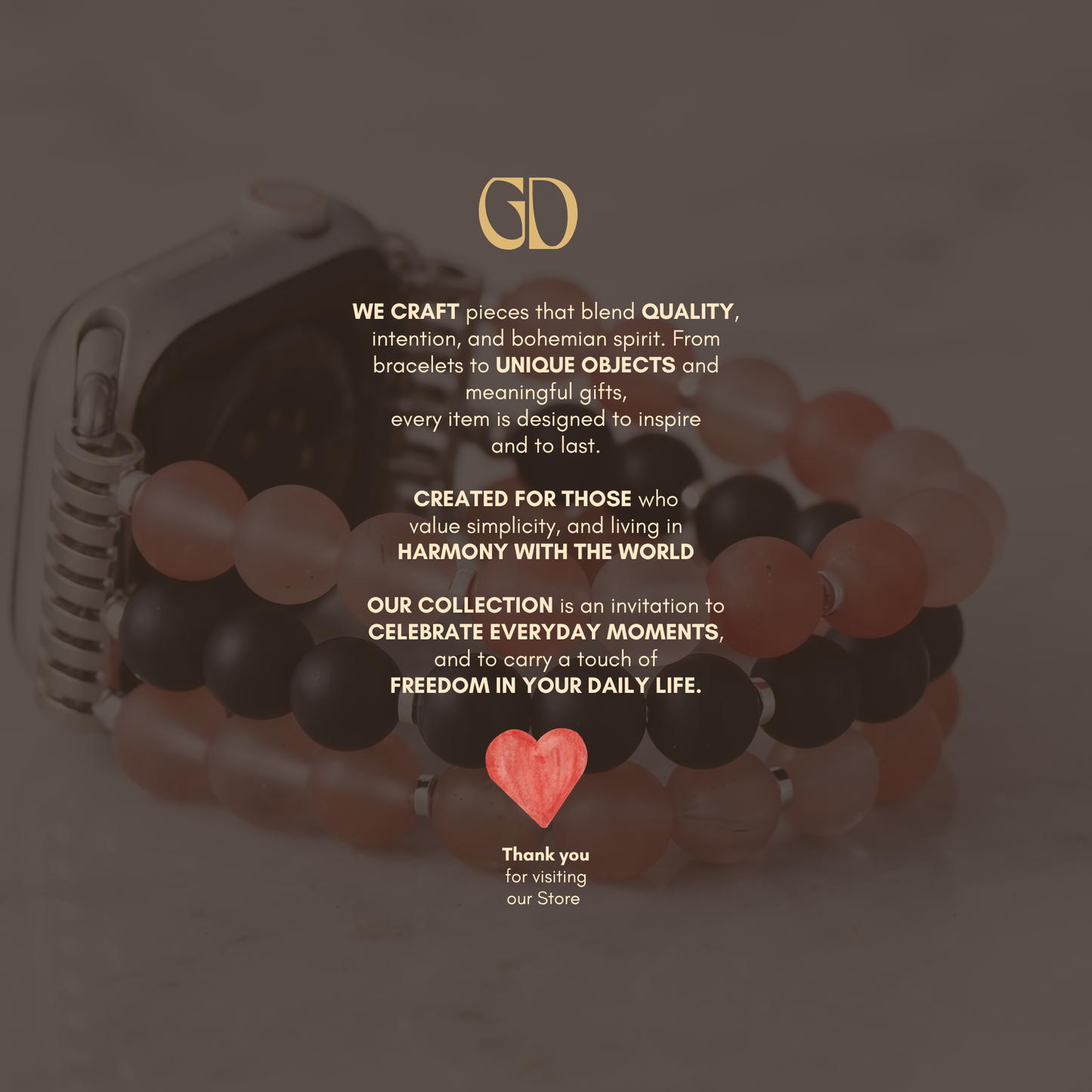 Black Onyx & Peach Agate Apple Watch Band