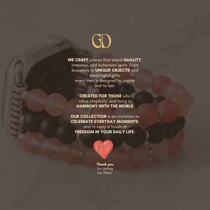 Black Onyx & Peach Agate Apple Watch Band