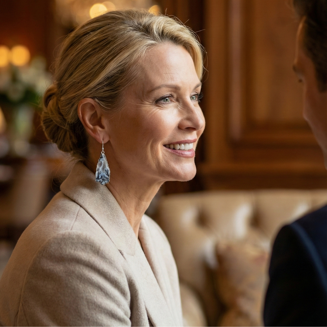 Black Onyx Geode Drop Earrings