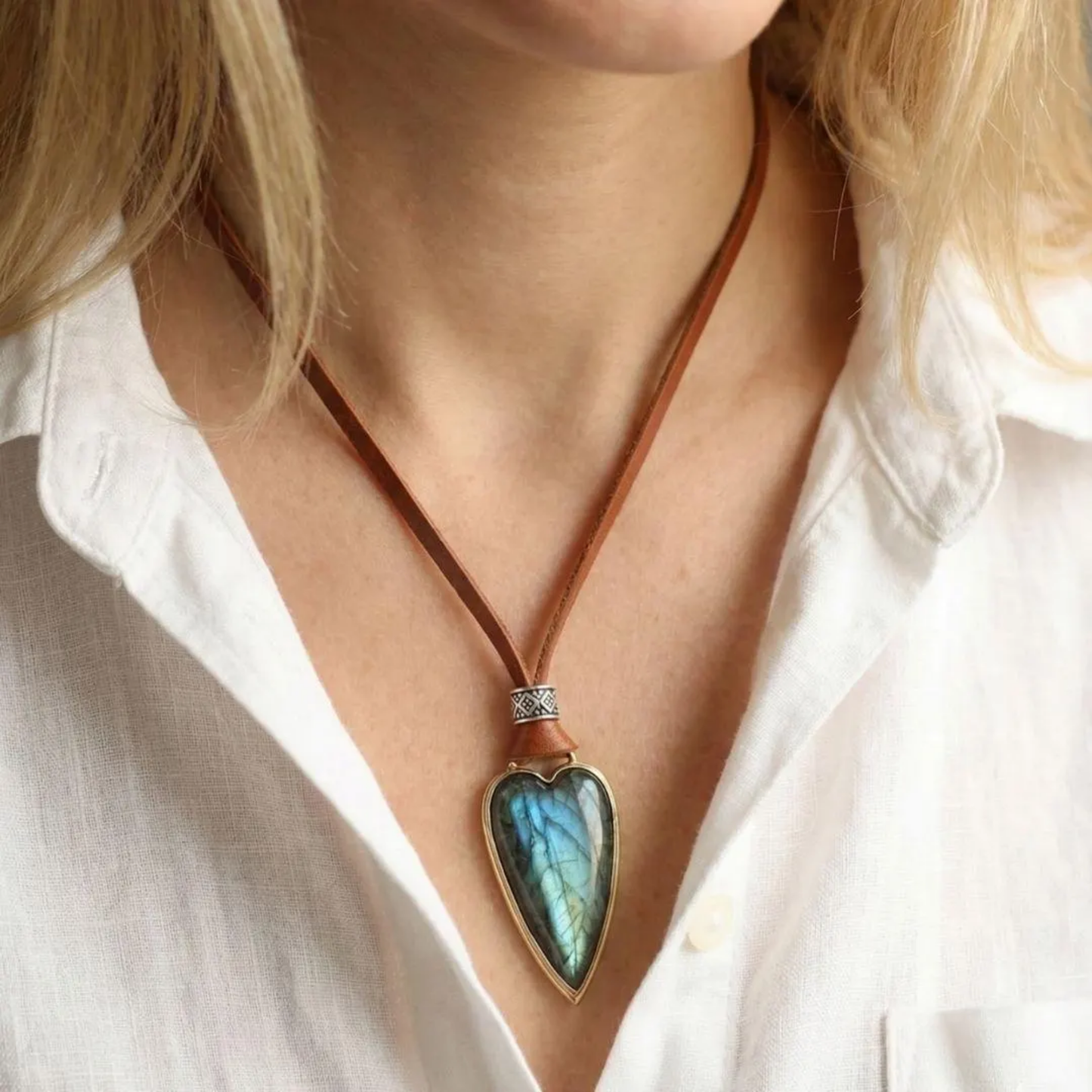 Labradorite Heart Pendant Necklace