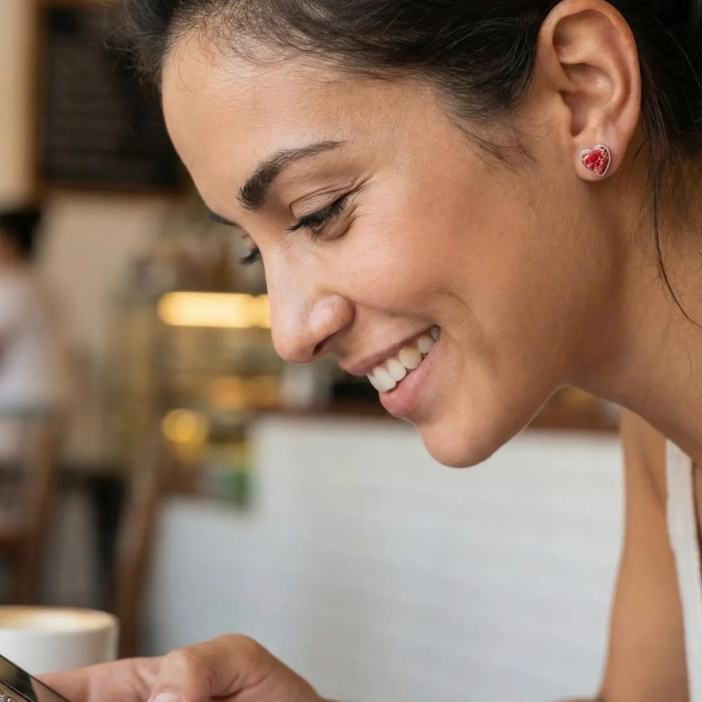 Red Jasper Heart Stud Earrings