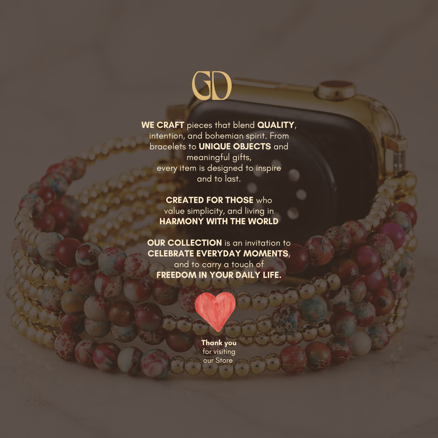 Golden Natural Stone Apple Watch Bracelet