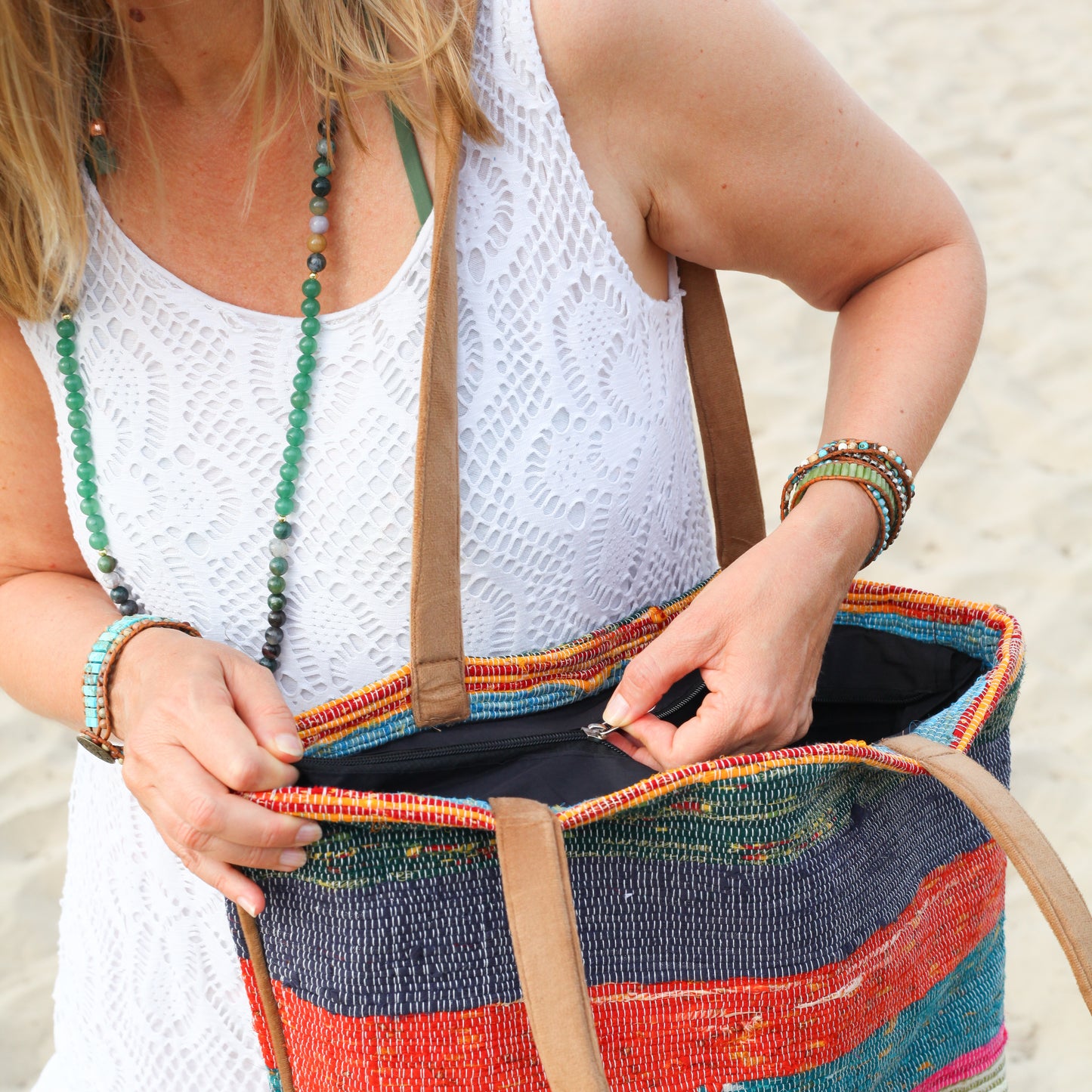 Boho Woven Tote Bag
