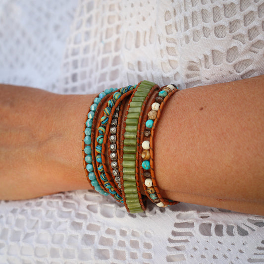 Turquoise & Aventurine Wrap Bracelet