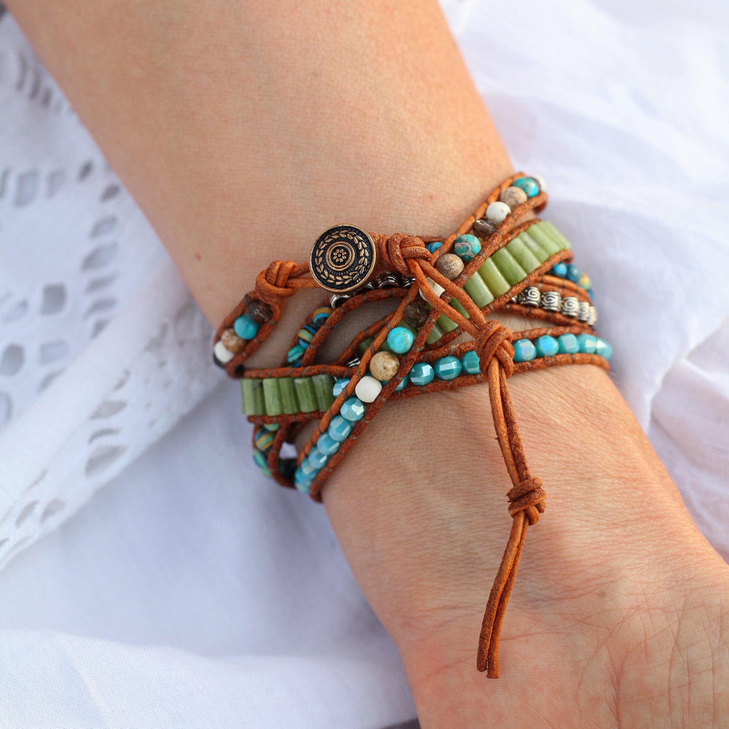 Turquoise & Aventurine Wrap Bracelet
