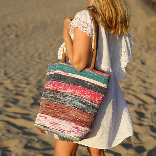 Handwoven Tote Bag Boho Sunrise