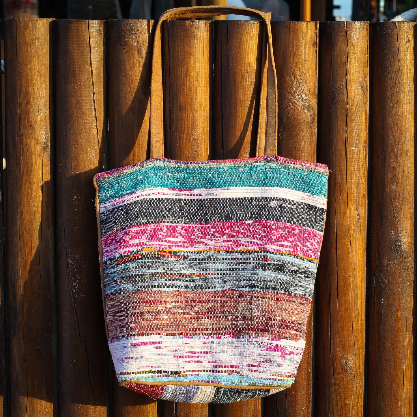 Handwoven Tote Bag Boho Sunrise