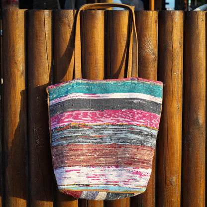 Handwoven Tote Bag Boho Sunrise