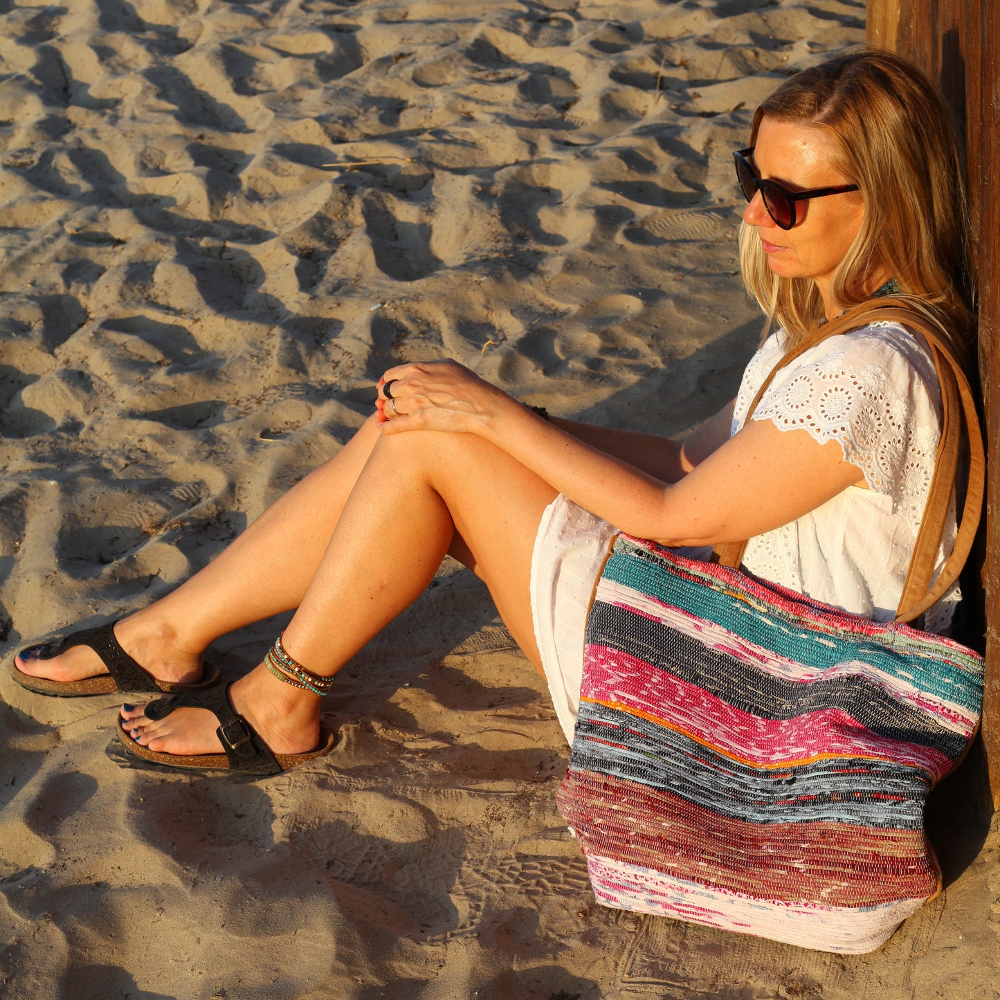 Handwoven Tote Bag Boho Sunrise