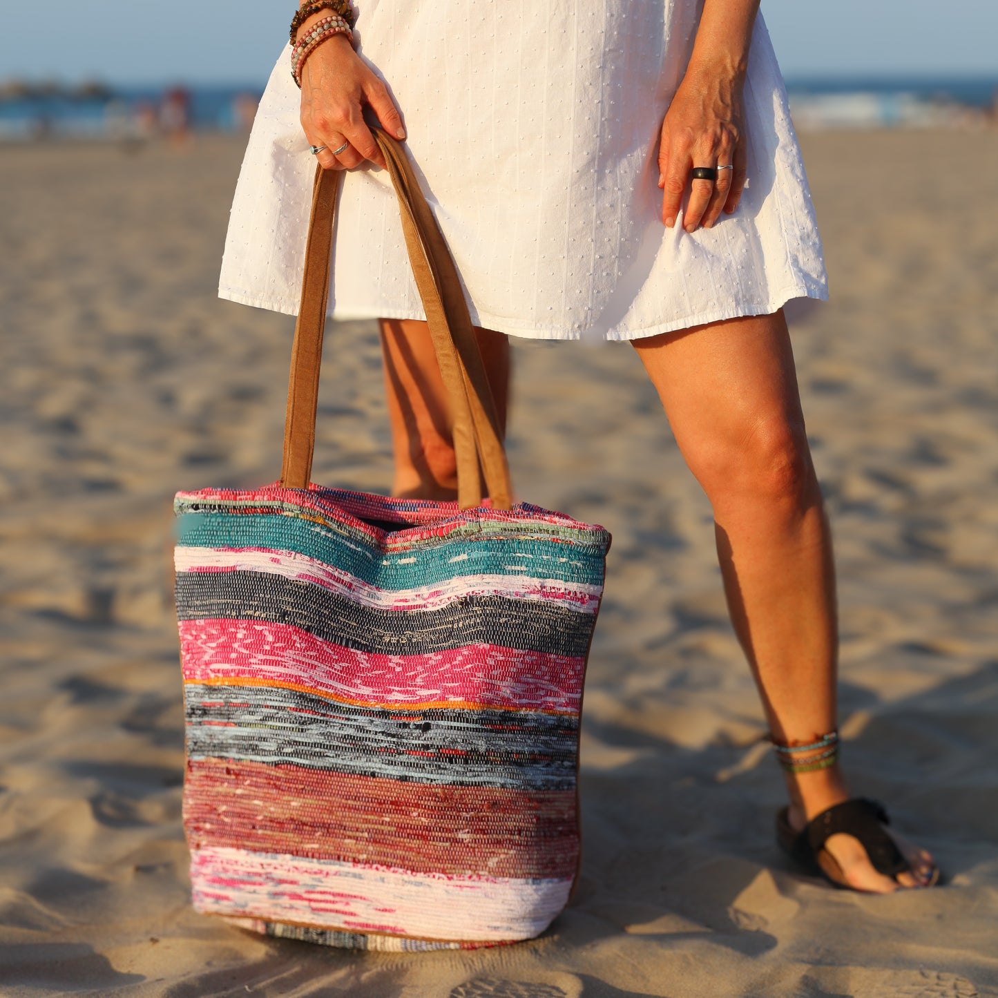 Handwoven Tote Bag Boho Sunrise