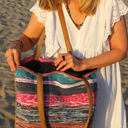 Handwoven Tote Bag Boho Sunrise