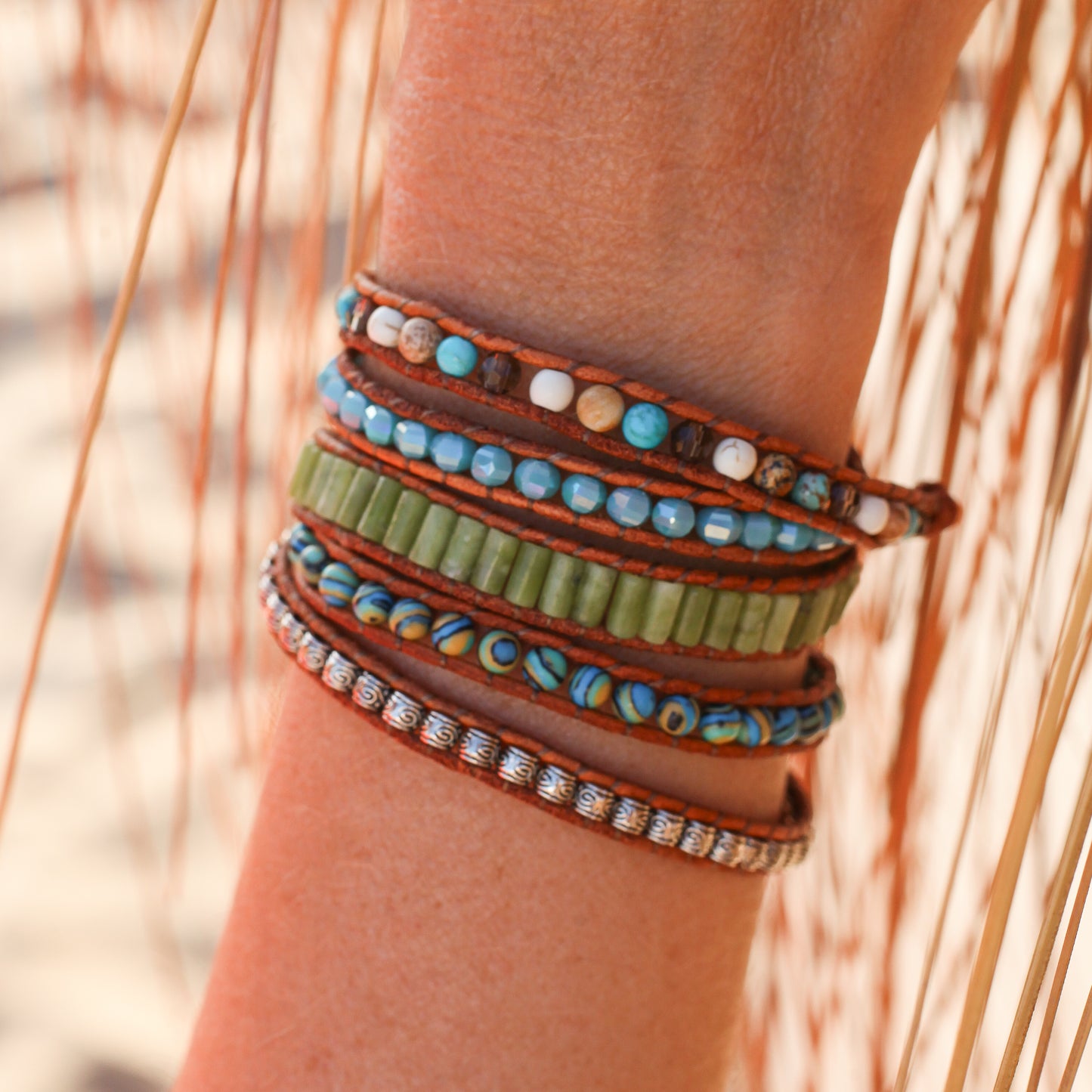 Turquoise & Aventurine Wrap Bracelet