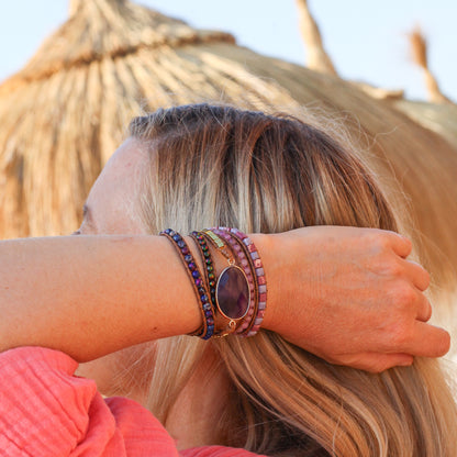 Amethyst and Jasper Wrap Bracelet