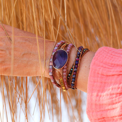 Amethyst and Jasper Wrap Bracelet