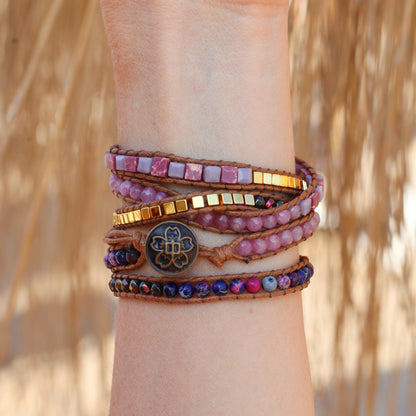 Amethyst and Jasper Wrap Bracelet