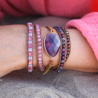 Amethyst and Jasper Wrap Bracelet