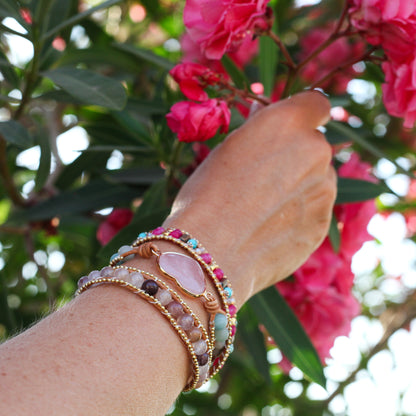 Rose Quartz Heart Wrap Bracelet