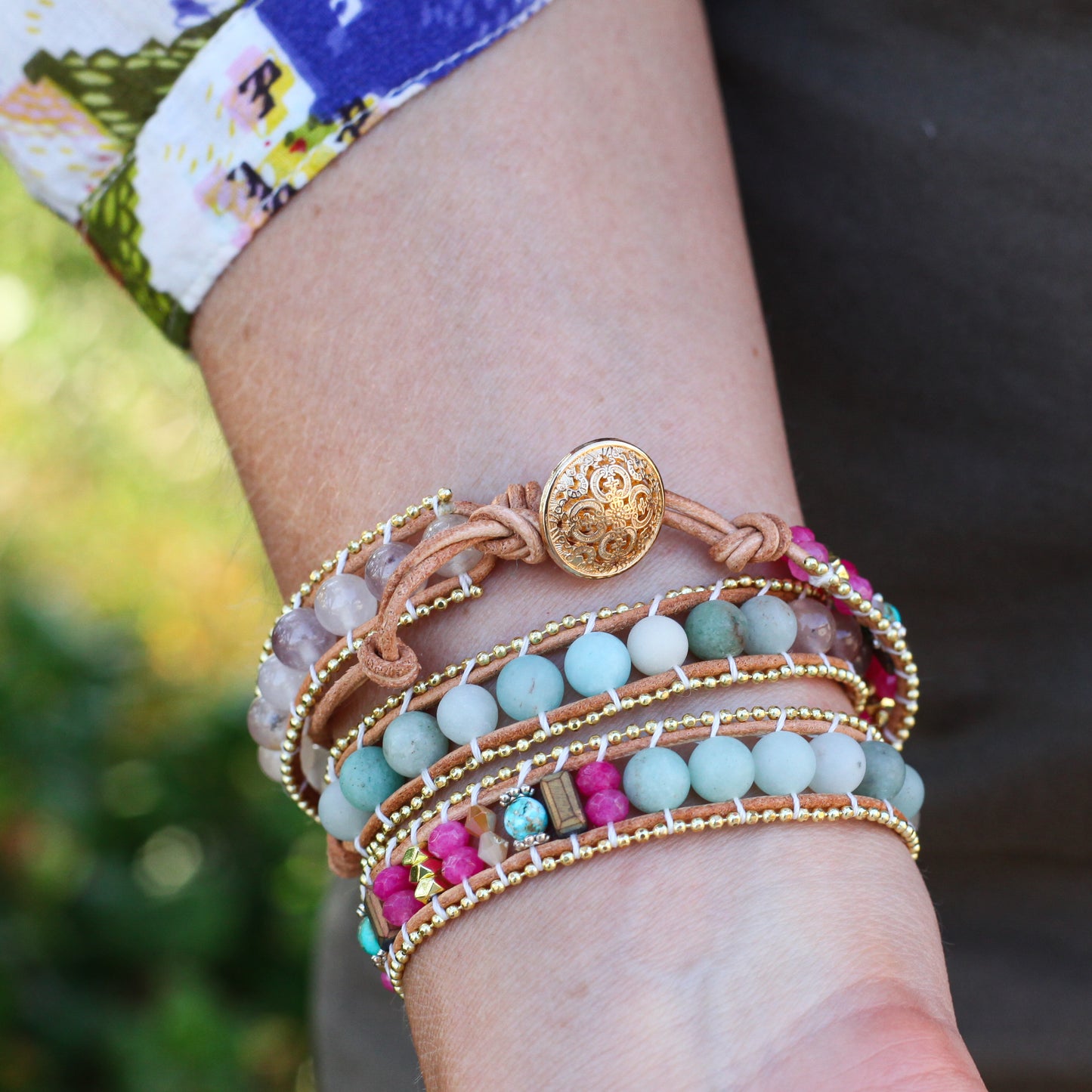 Rose Quartz Heart Wrap Bracelet