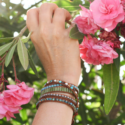 Turquoise & Aventurine Wrap Bracelet