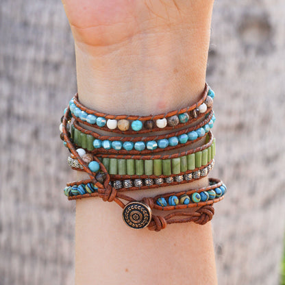 Turquoise & Aventurine Wrap Bracelet