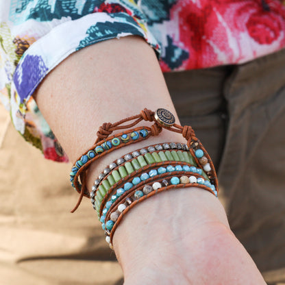 Turquoise & Aventurine Wrap Bracelet