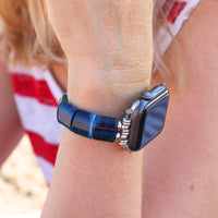 Apple Watch Band with Blue Agate Stones