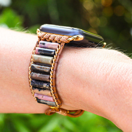 Apple Watch Band with Rhodonite Gemstones