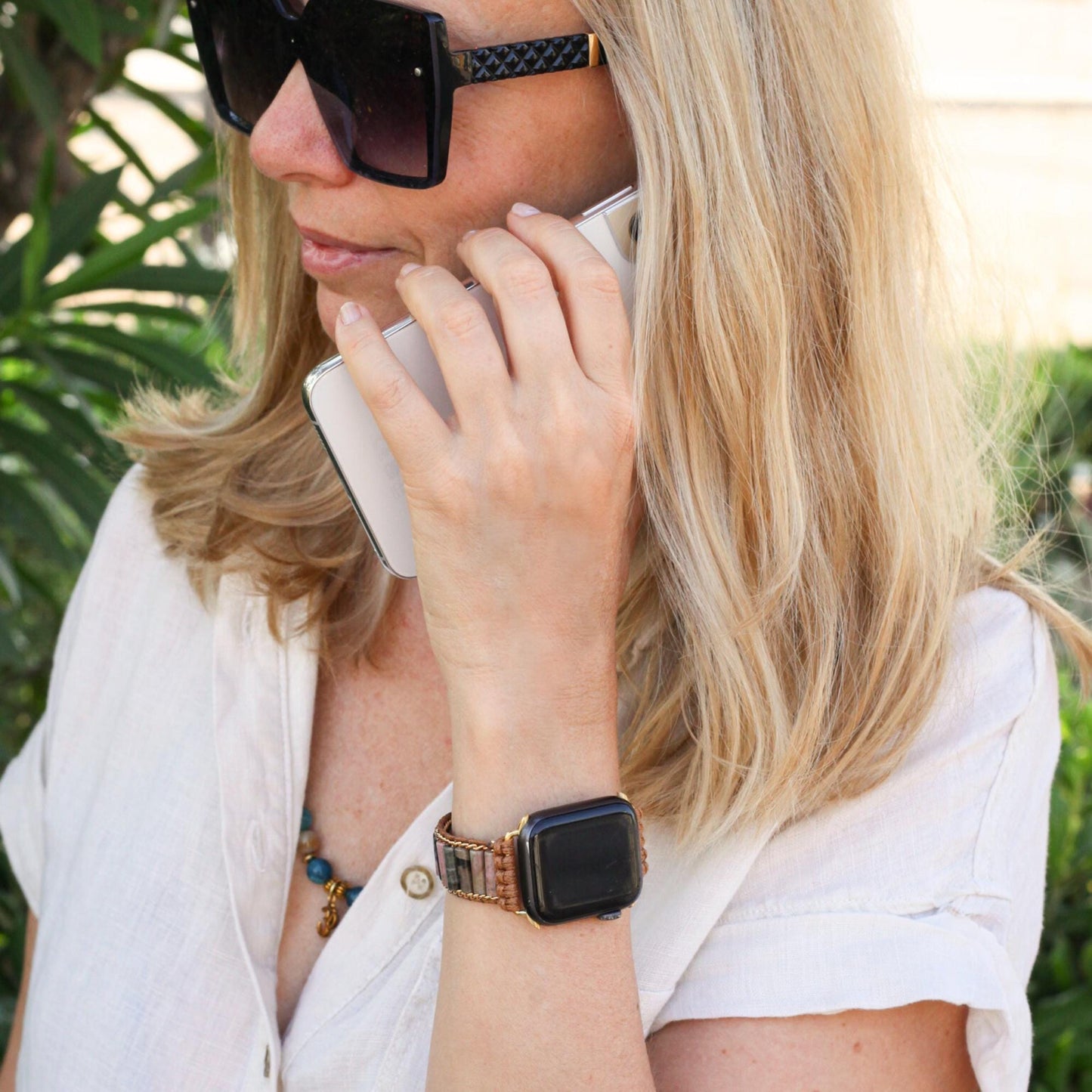Apple Watch Band with Rhodonite Gemstones