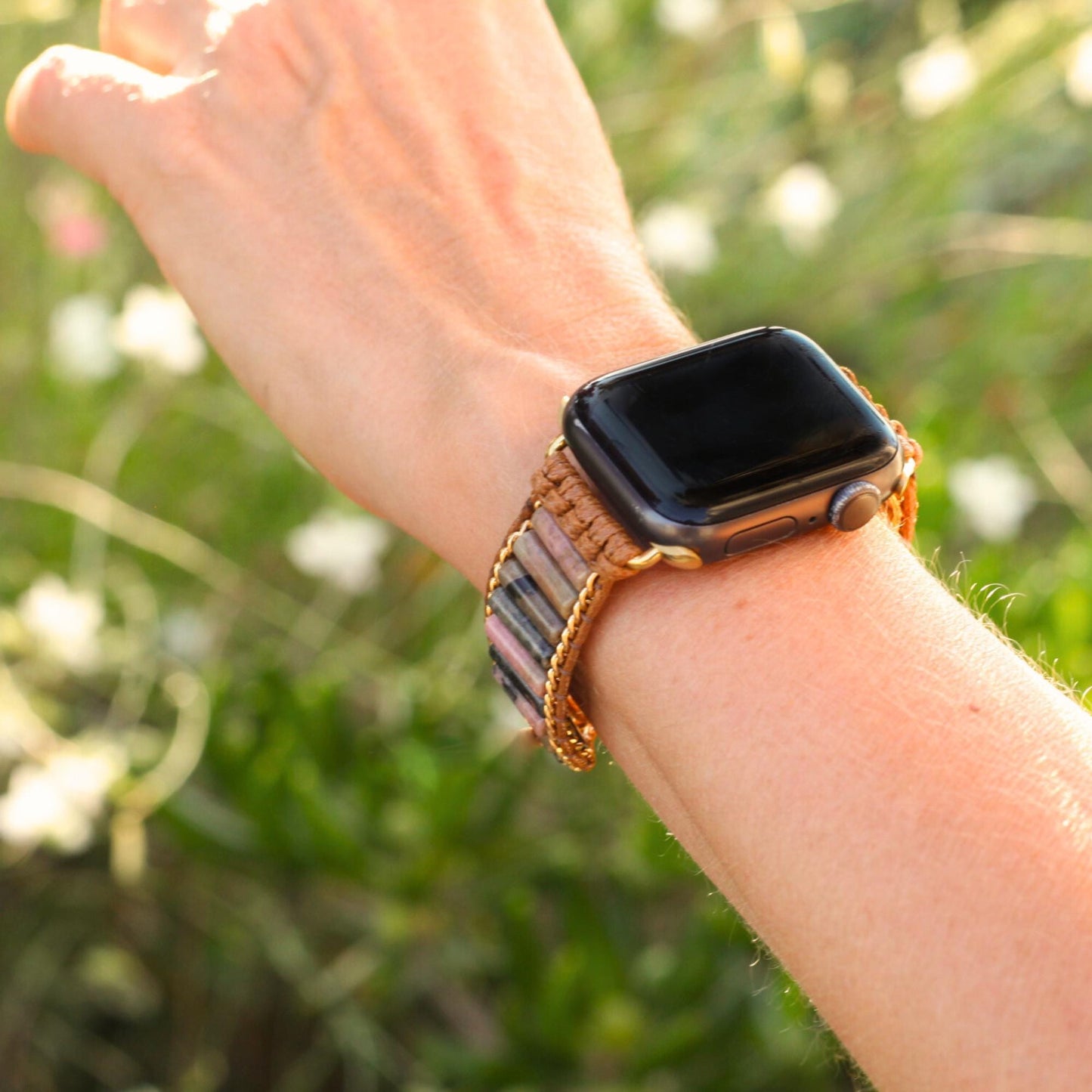 Apple Watch Band with Rhodonite Gemstones
