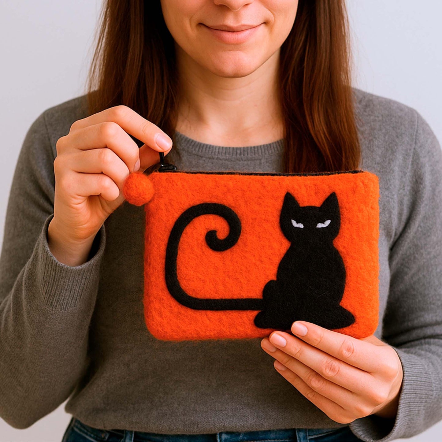 Felt coin purse cat design