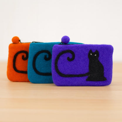 Felt coin purse cat design