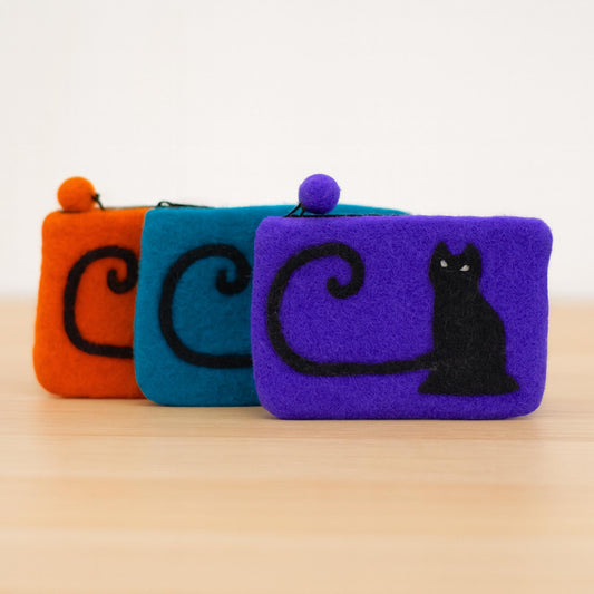 Felt coin purse cat design