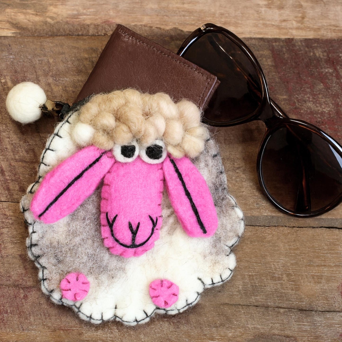 Cute felt sheep coin purse