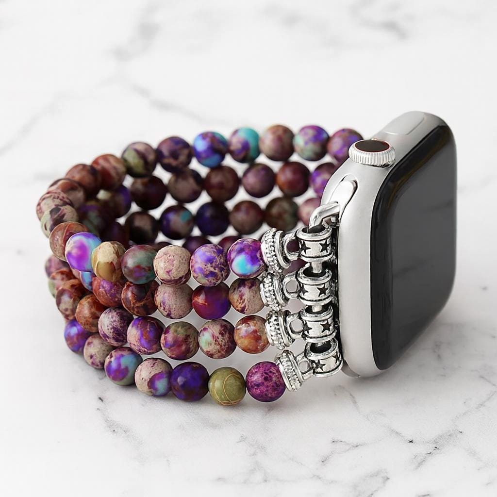 Apple Watch Band with Gemstone Beads