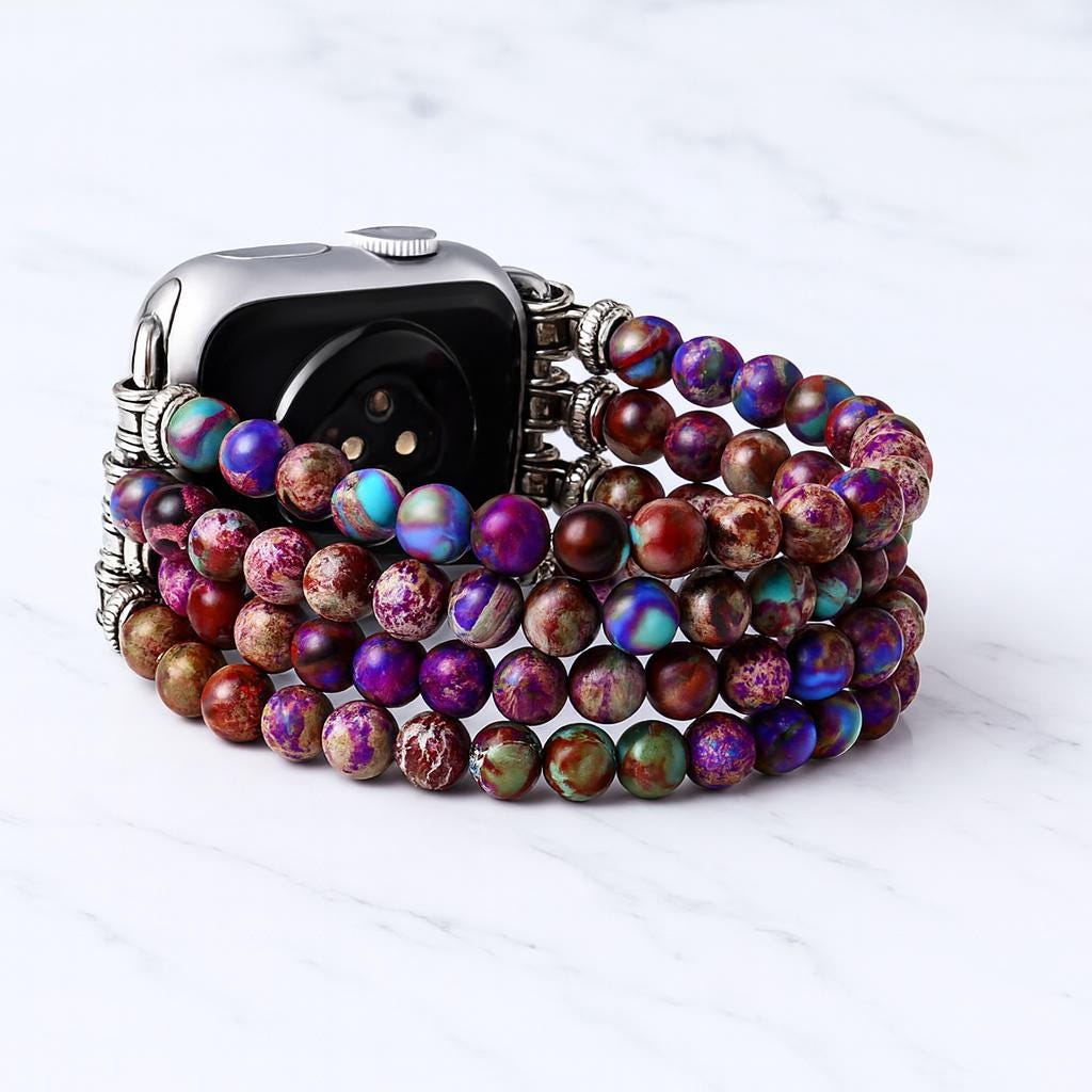 Apple Watch Band with Gemstone Beads