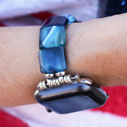 Apple Watch Band with Blue Agate Stones