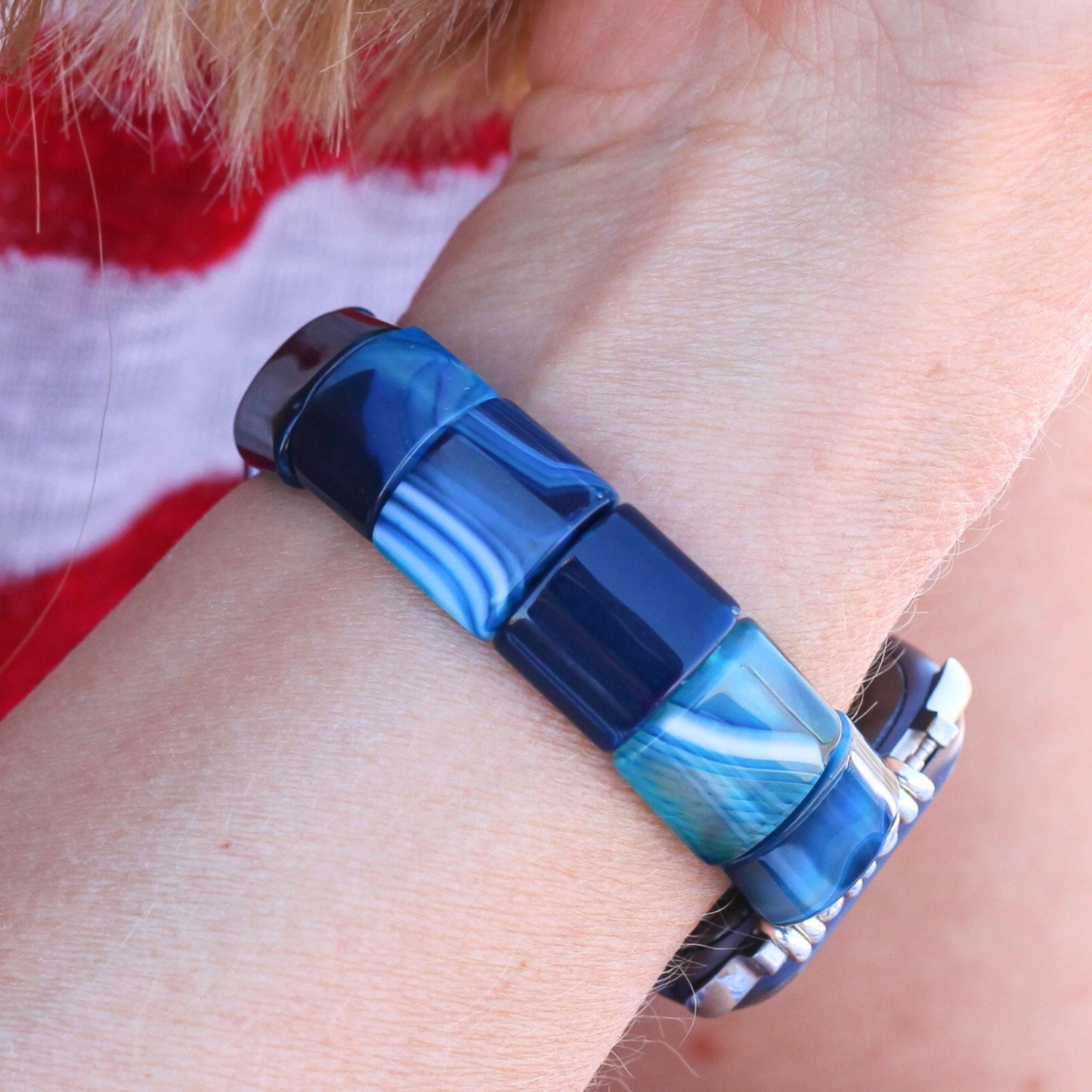 Apple Watch Band with Blue Agate Stones