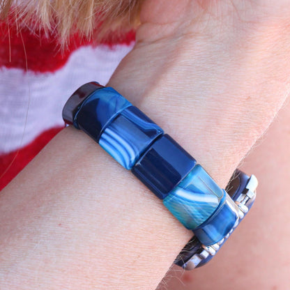 Apple Watch Band with Blue Agate Stones
