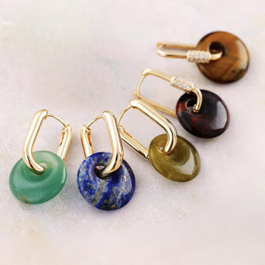 Gemstone Hoop Earrings